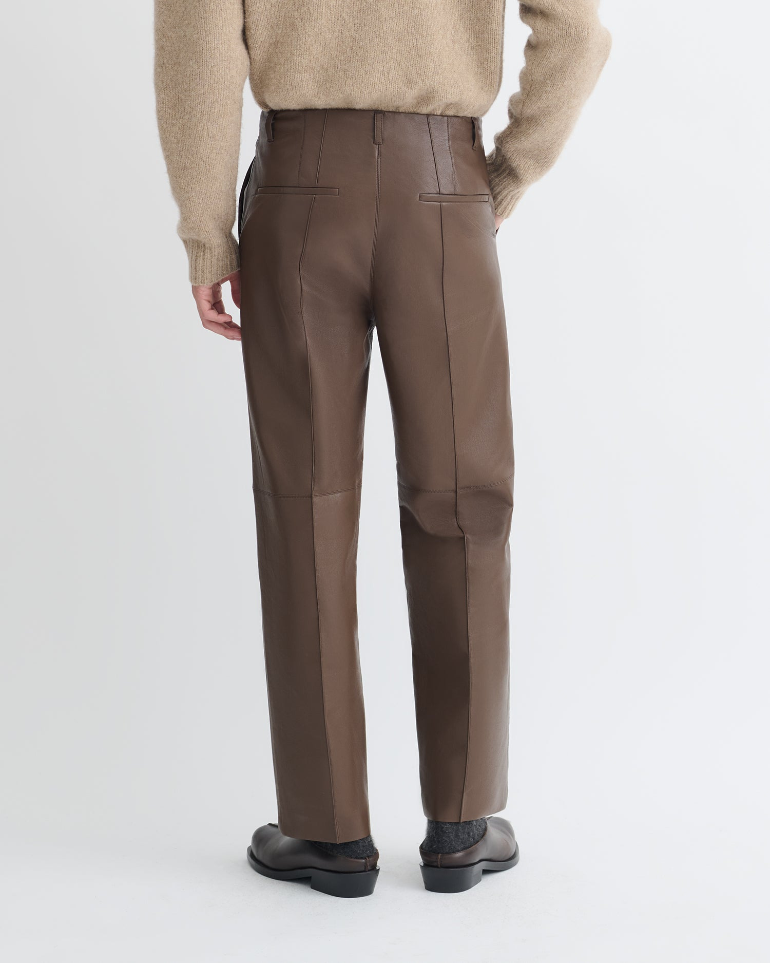 Regenerated Leather Straight-Leg Pants - 5