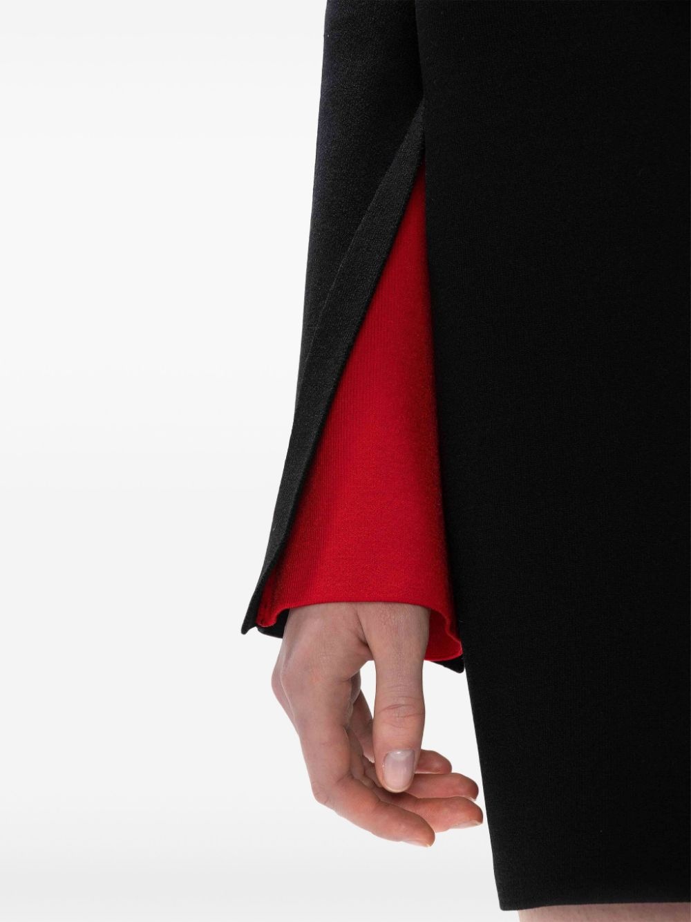 contrast-cuff V-neck dress - 5