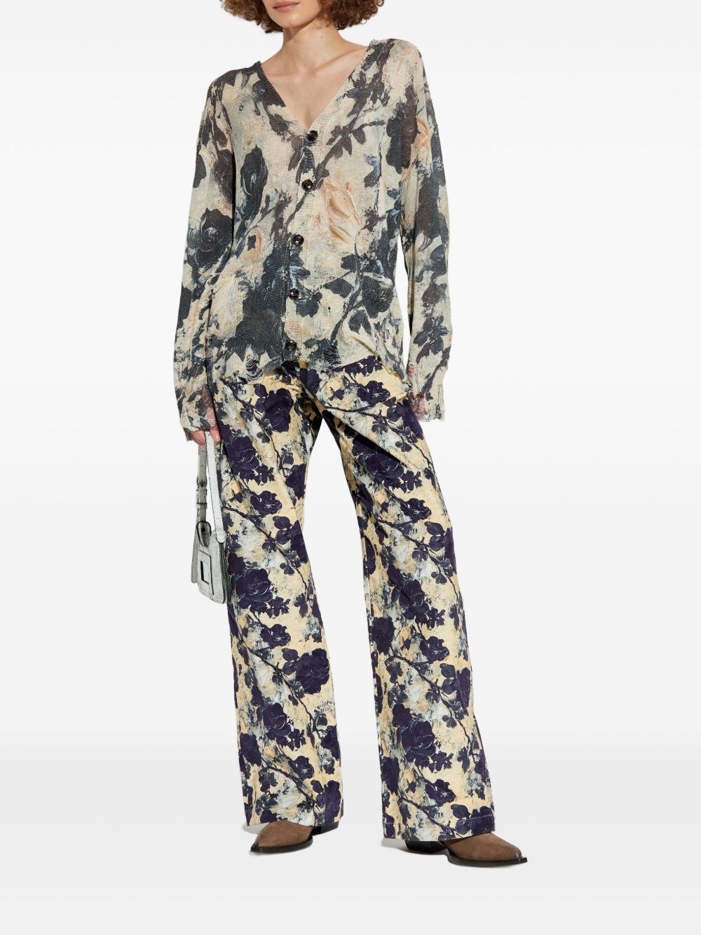 floral-print pleated trousers - 2