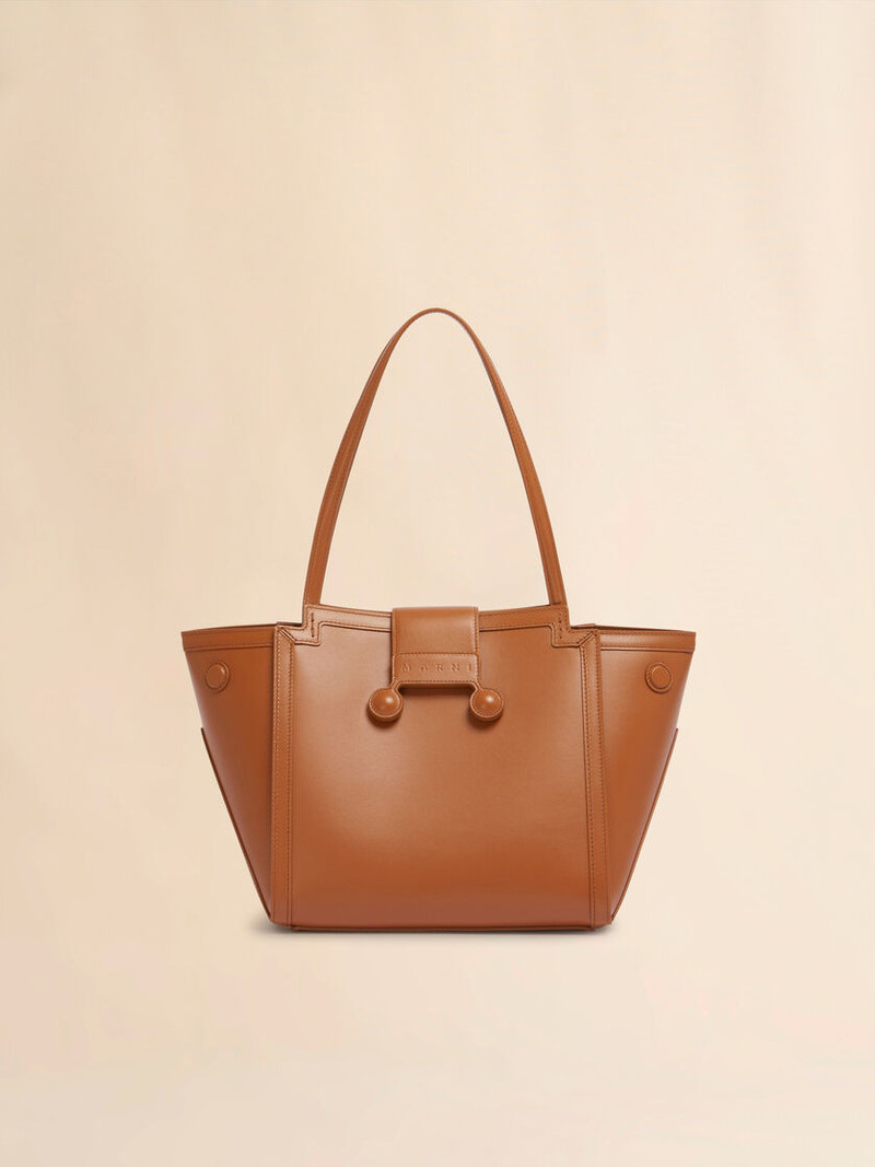 LIGHT BROWN LEATHER MINI RIVIERA BAG 1