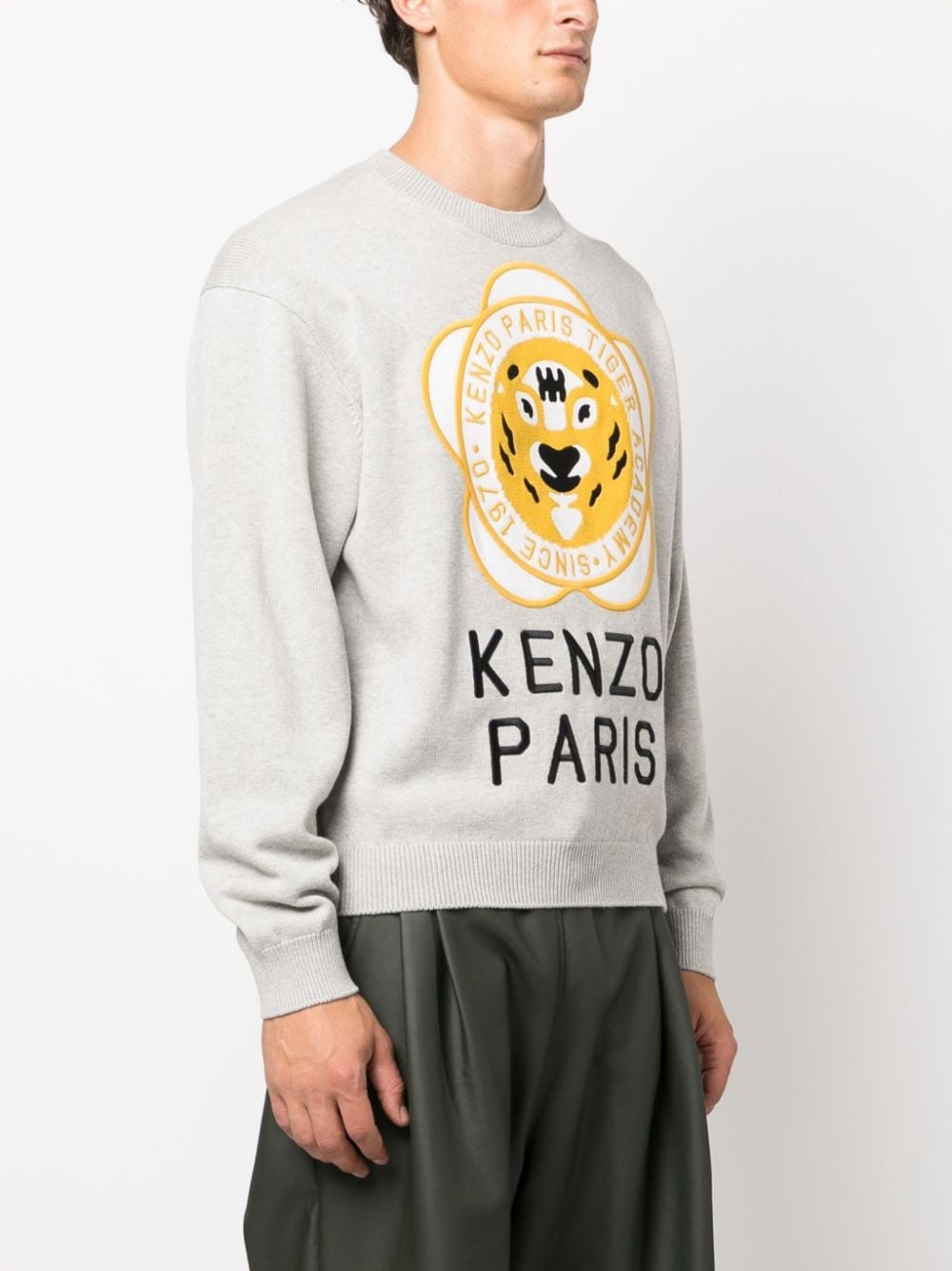 logo-patch wool-cotton sweatshirt - 3