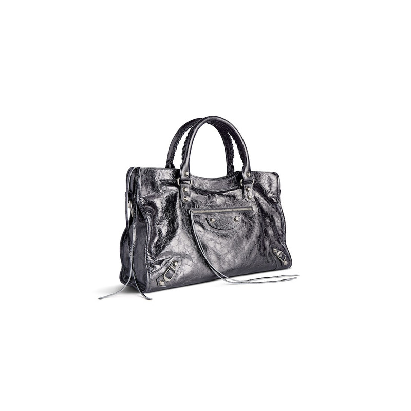 BALENCIAGA Women's Le City Medium Bag Metallized in Grey outlook