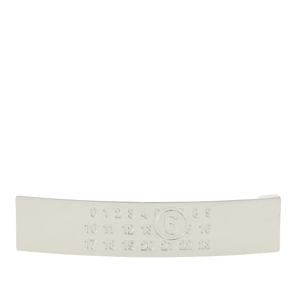Mm6 Engraved Logo Hair Clip Silver Women - 1