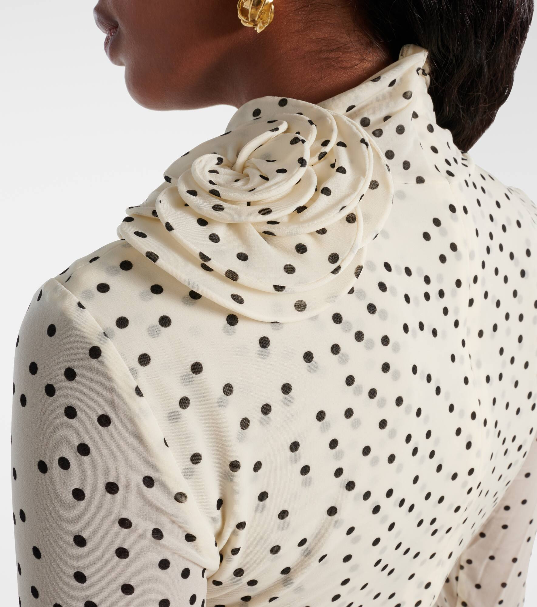 Floral-appliqué polka-dot maxi dress - 7