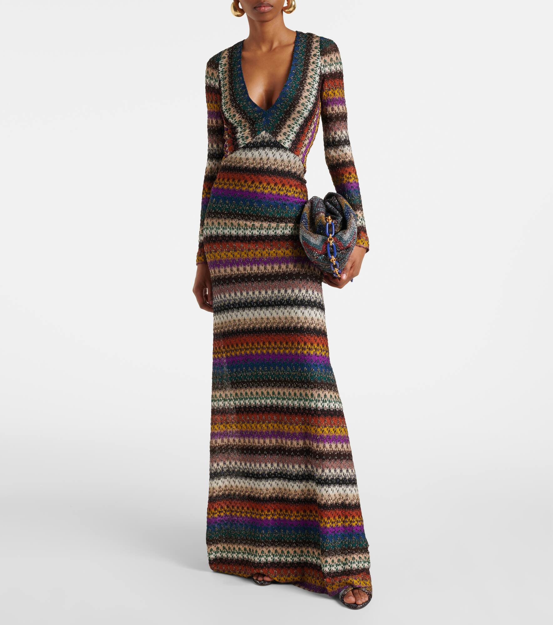 Striped lamé maxi dress - 2