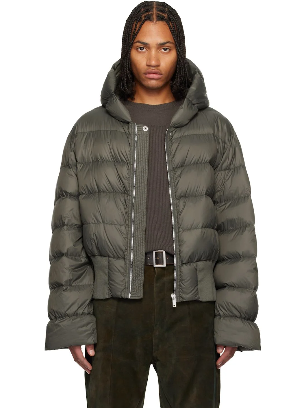 Khaki Concordians Hooded Down Jacket - 1