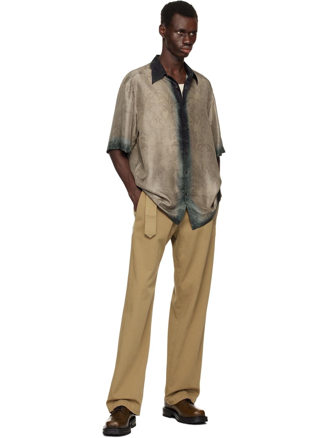 Khaki Silk Short Sleeve Shirt - 4