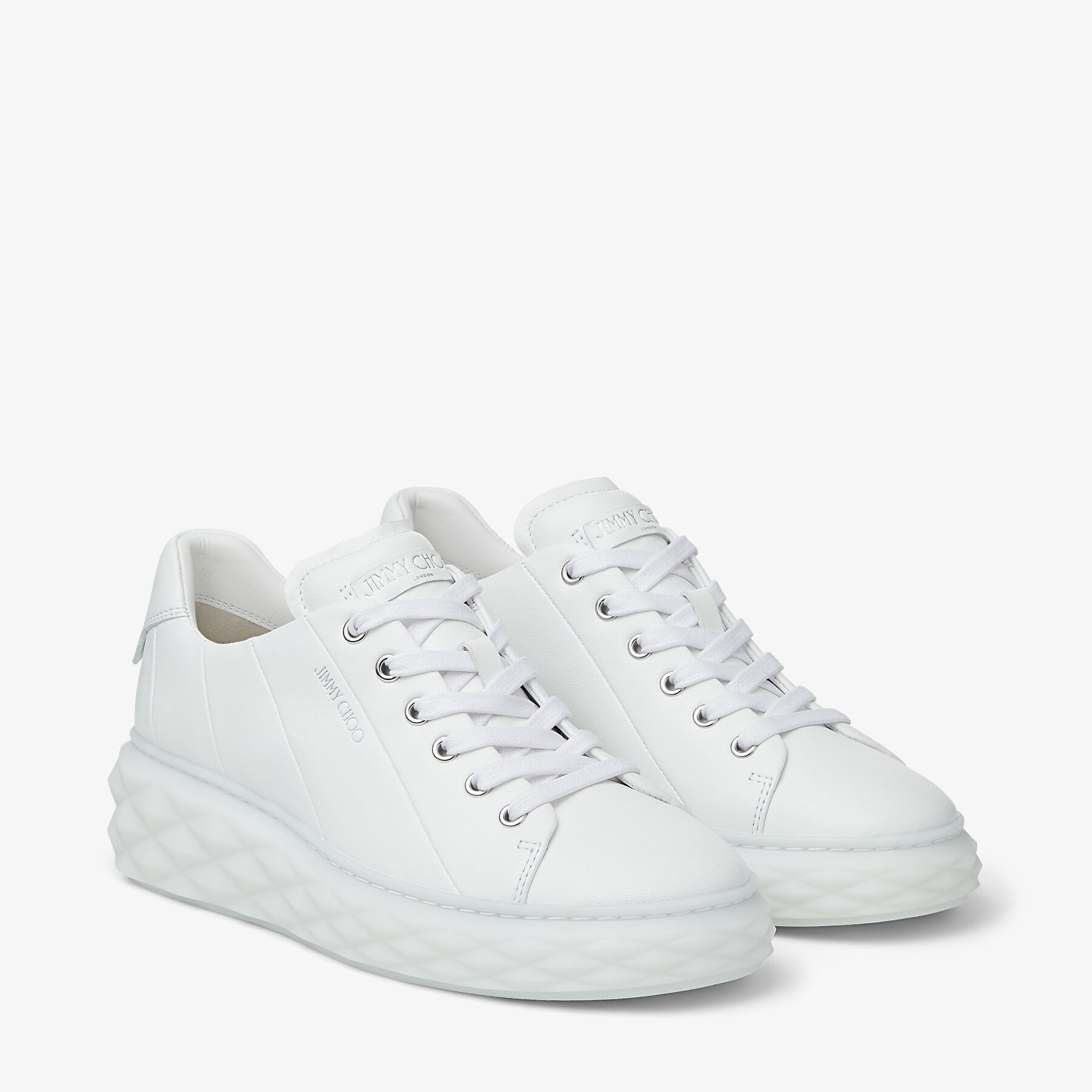 Diamond Light Maxi/F
White Nappa Leather Low-Top Trainers with Platform Sole - 2