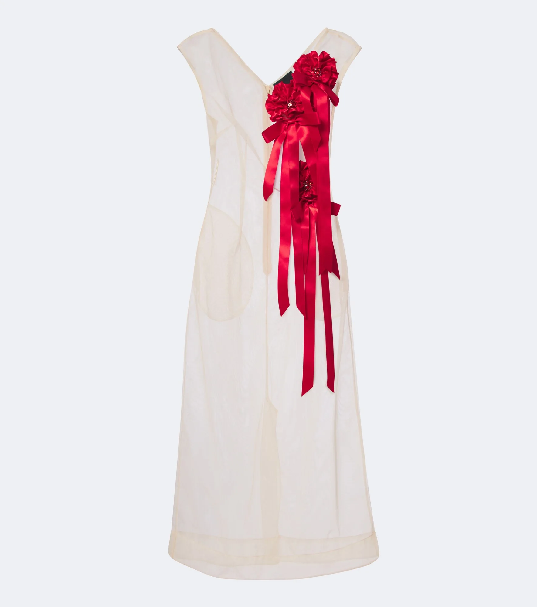 Embellished floral-appliqué tulle midi dress - 1