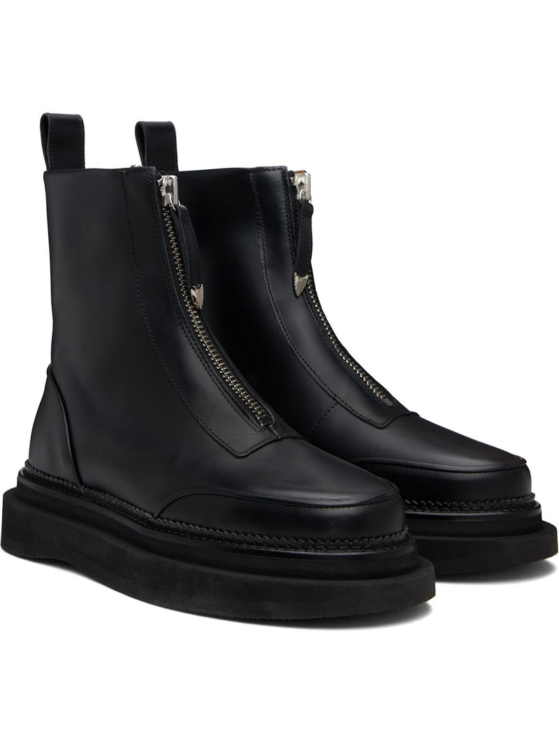 Black Leather AJ1430 Zip-Up Boots 4