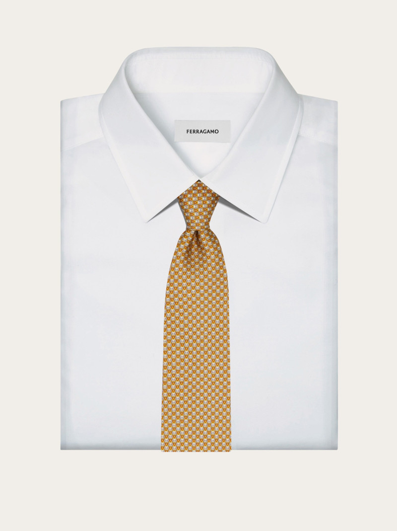 Gancini letter print silk tie 4