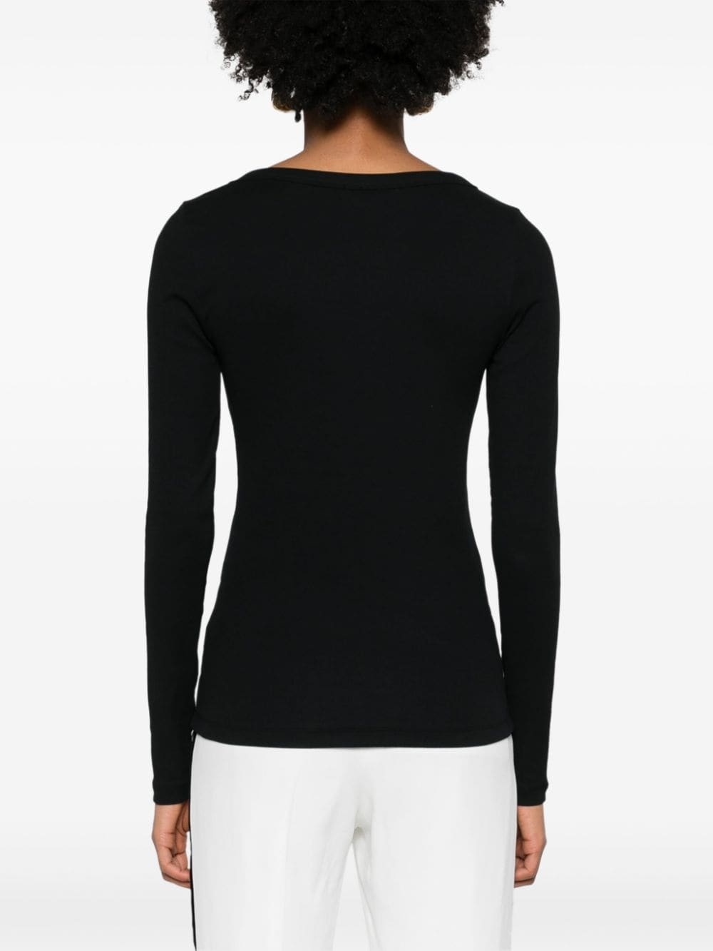 scoop-neck fine-ribbed T-shirt - 4