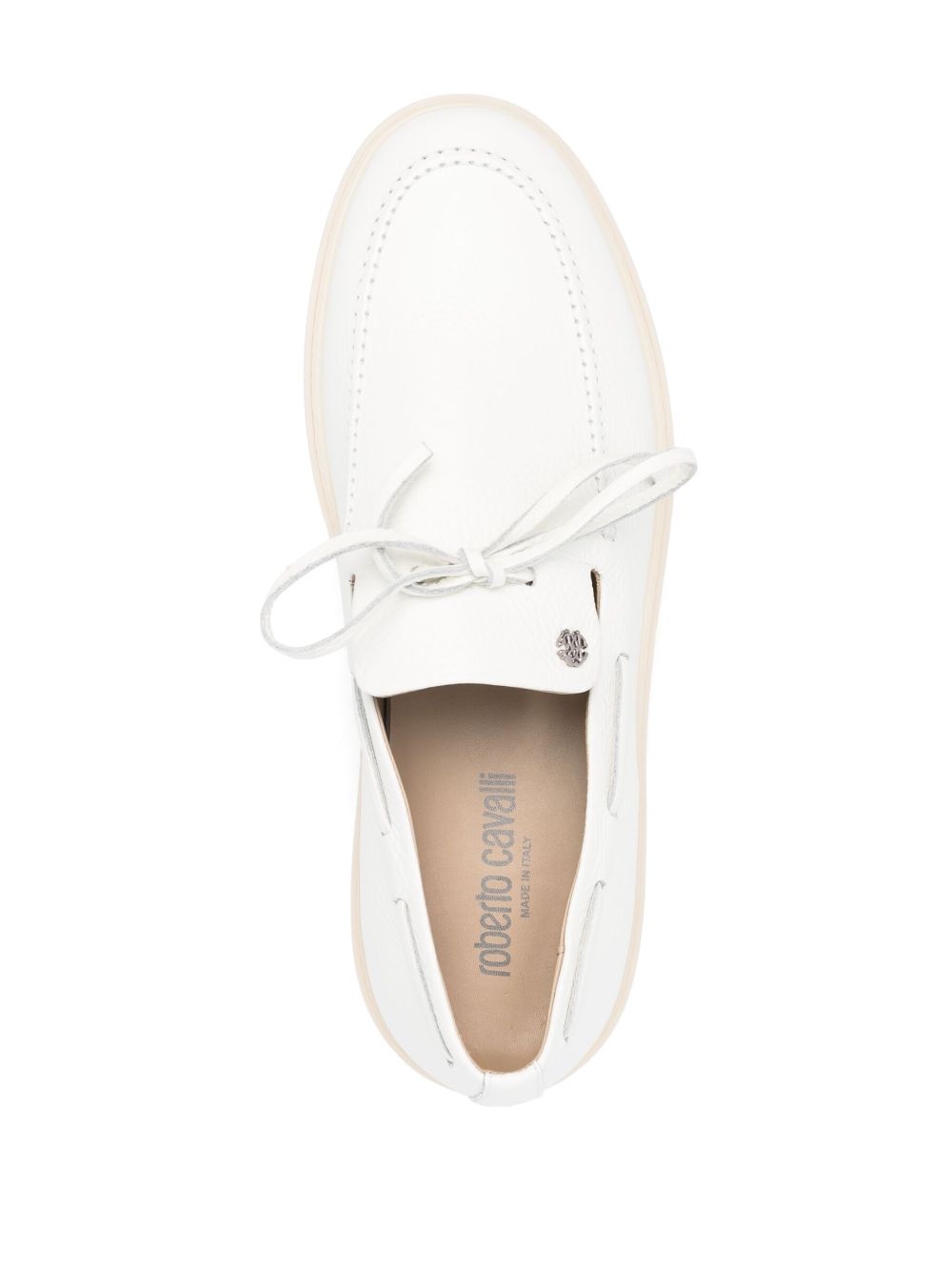 tied leather loafers - 4