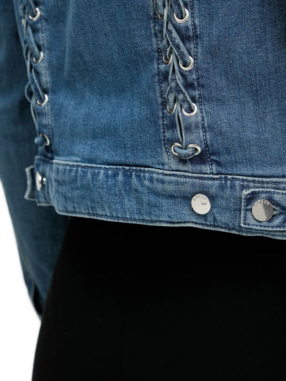 lace-up denim jacket - 5