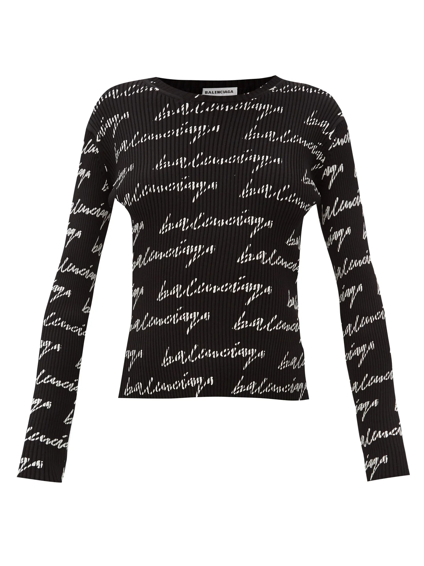 Logo-print ribbed-jersey sweater - 1