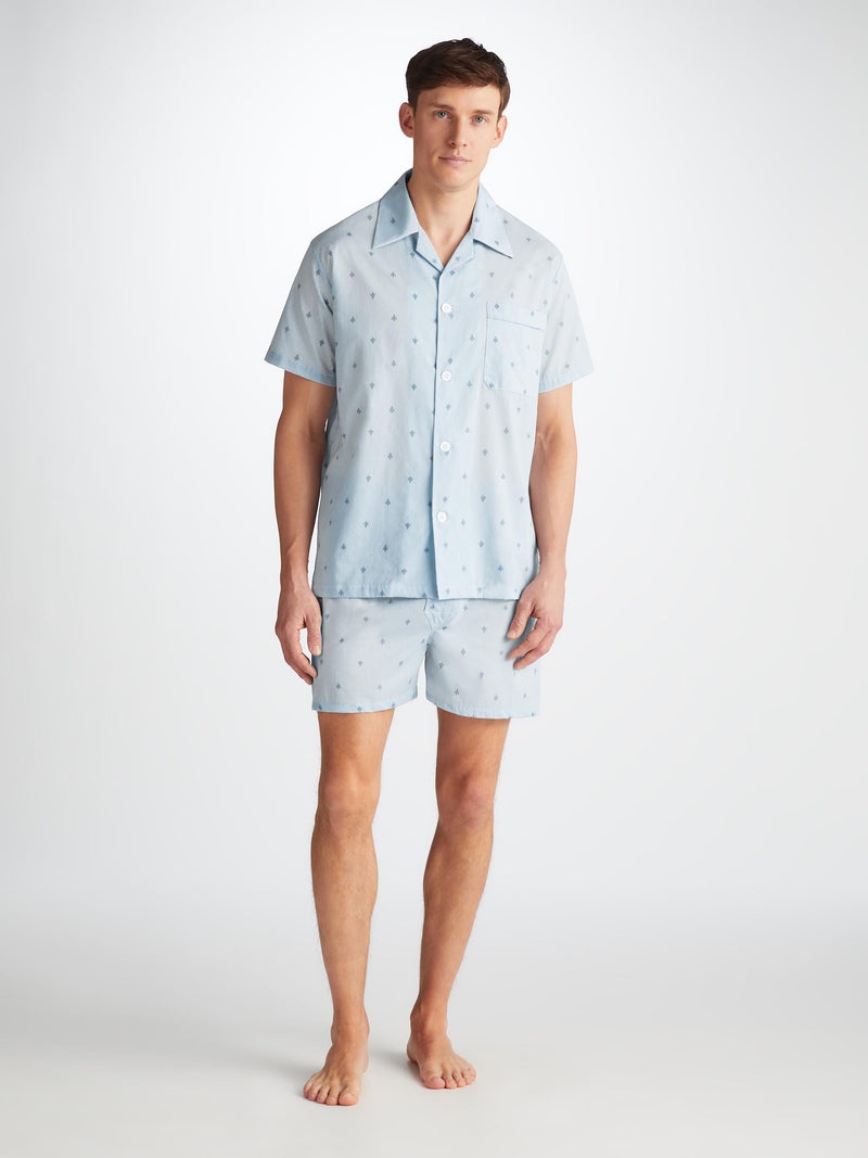 Men's Short Pyjamas Nelson 100 Cotton Batiste Blue - 3