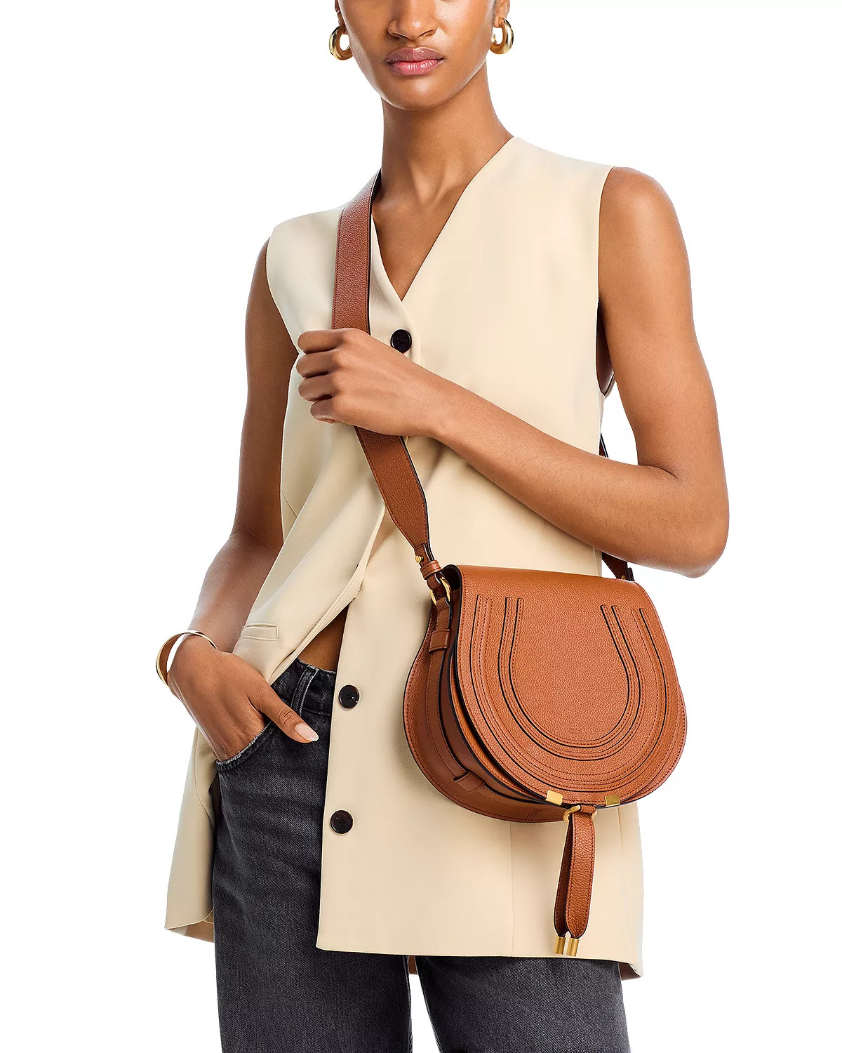 Marcie Small Leather Saddle Bag - 2