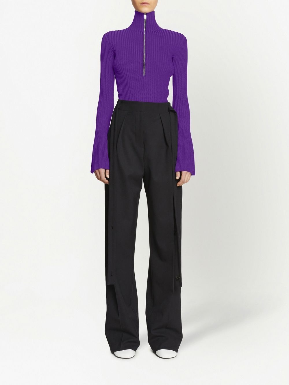 zipped rib-knit jumper - 2