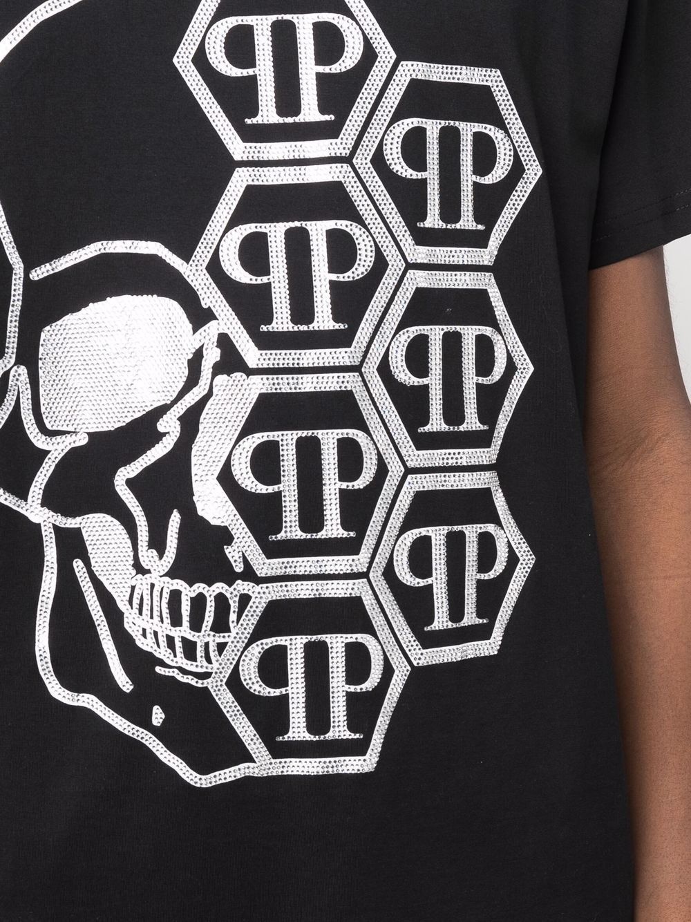 embellished skull logo-print T-shirt - 6