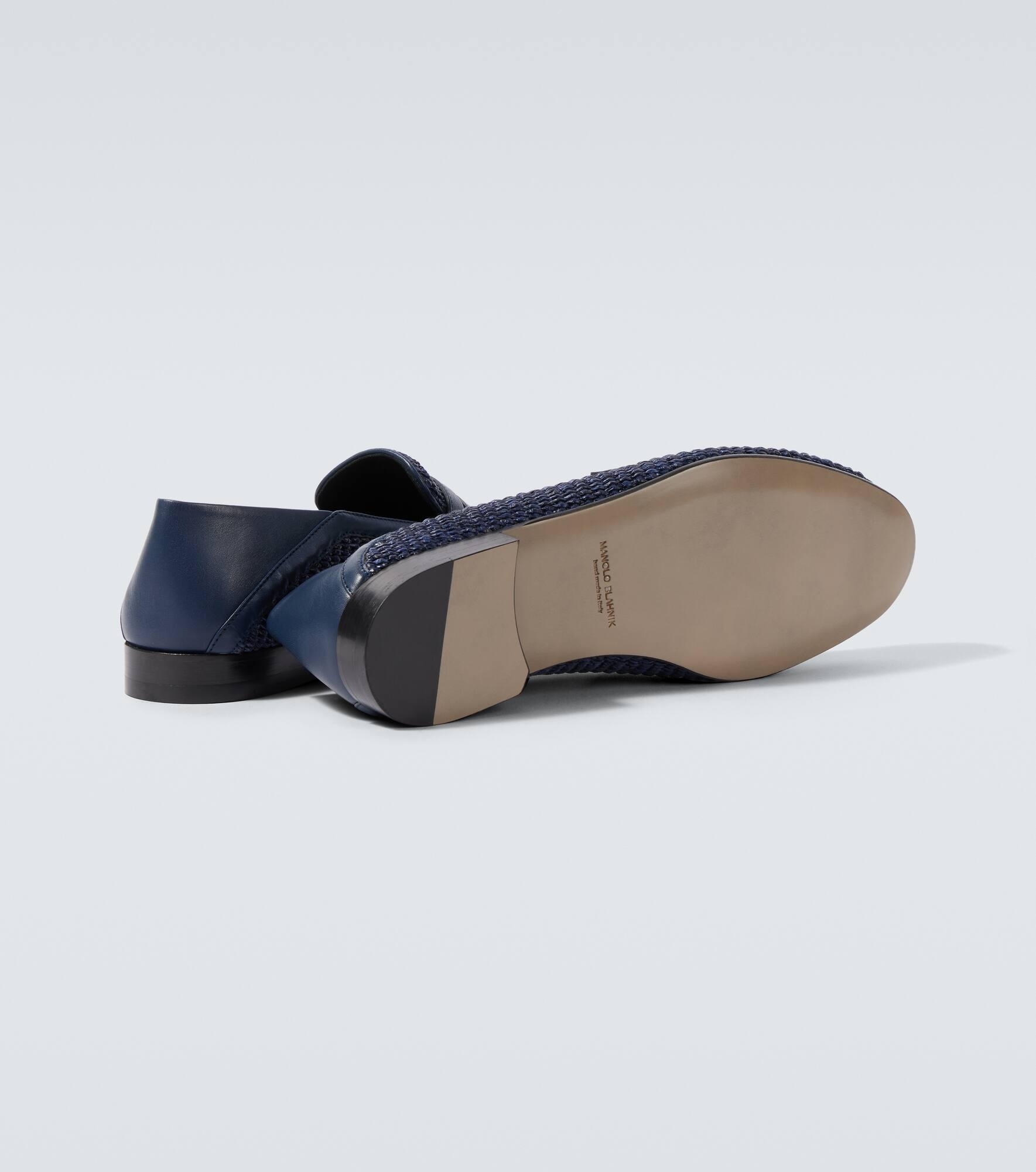 Padstow raffia and leather penny loafers - 7
