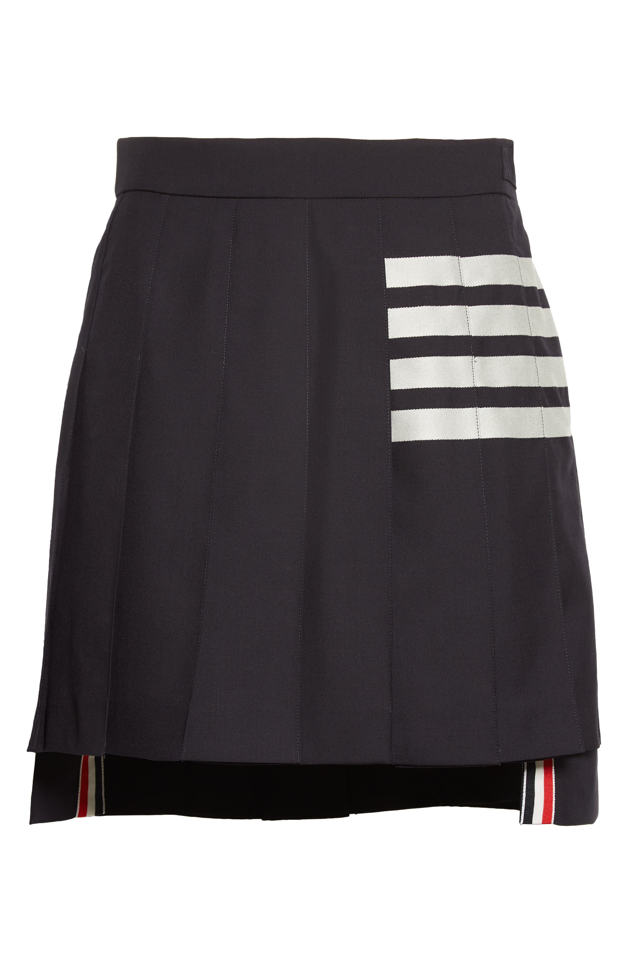 Thom Browne Drop Back Pleated Wool Miniskirt in Navy at Nordstrom - 6