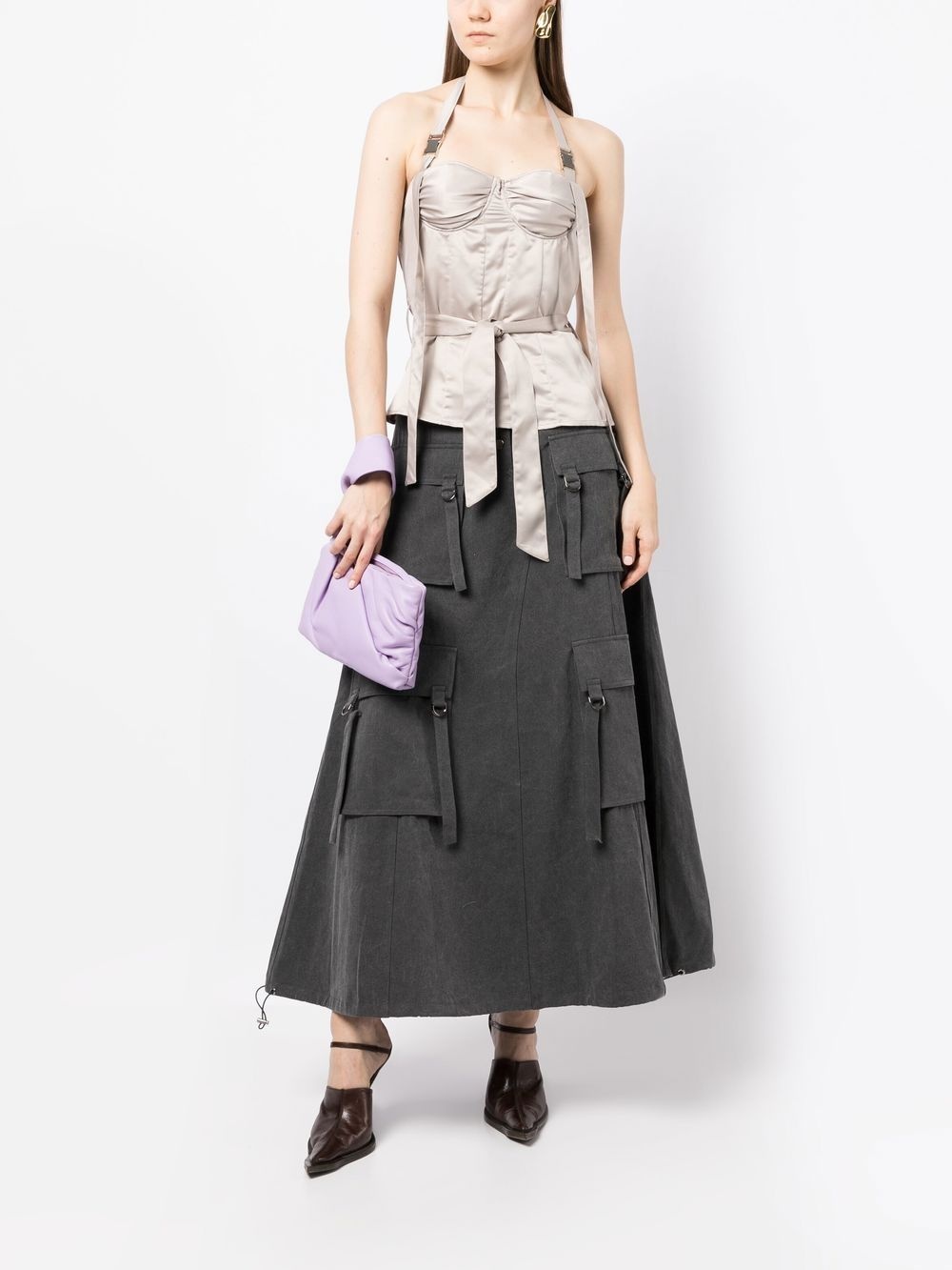 bustier-detail halterneck top - 2