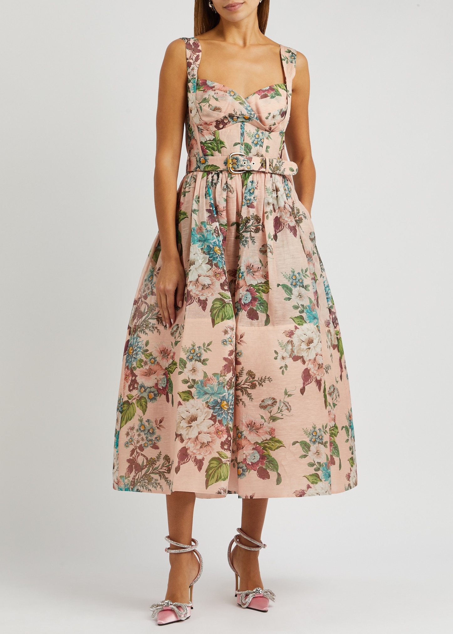 Matchmaker floral-print linen-blend midi dress - 4