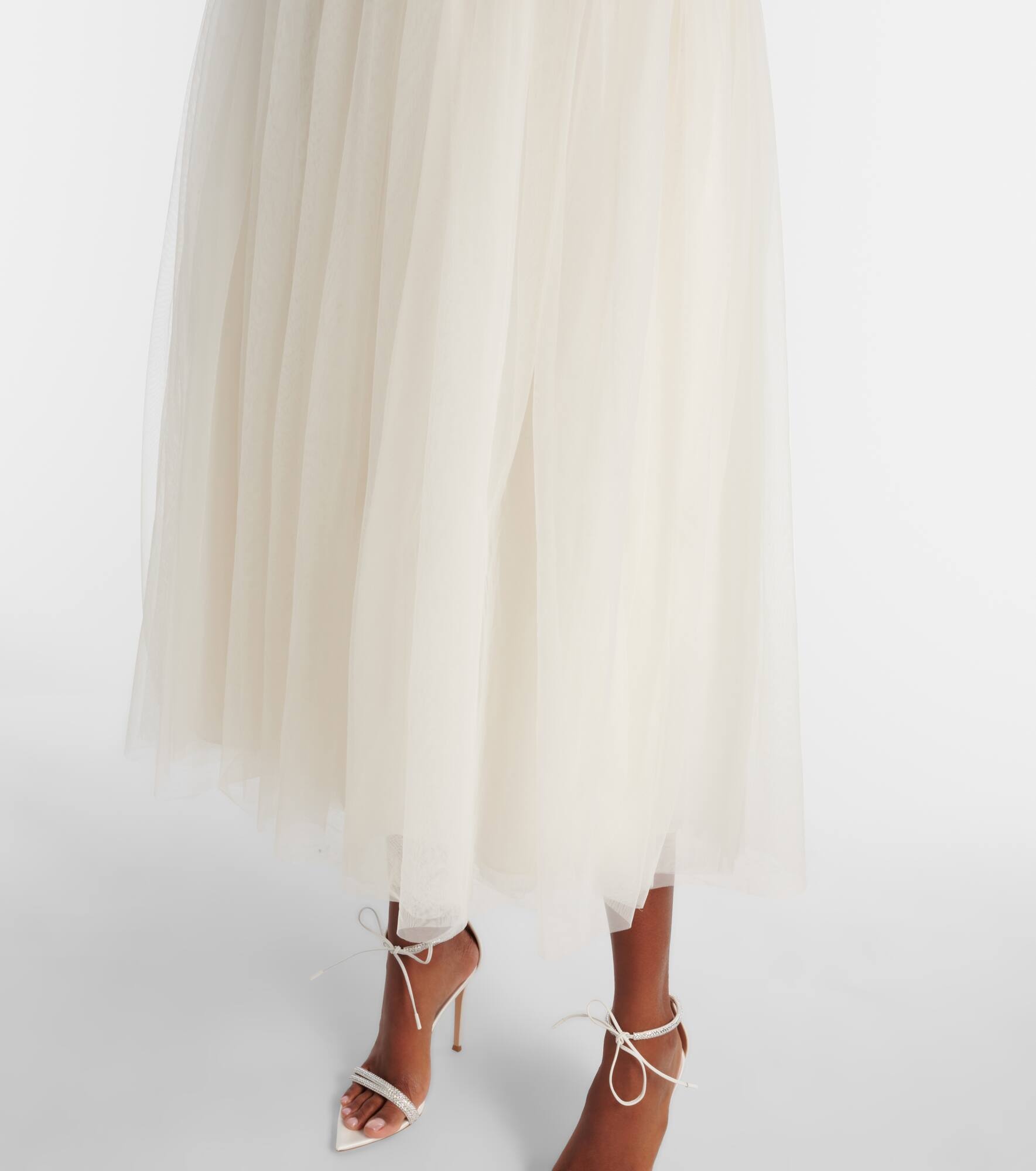 Bridal sequined bow-detail peplum midi dress - 6
