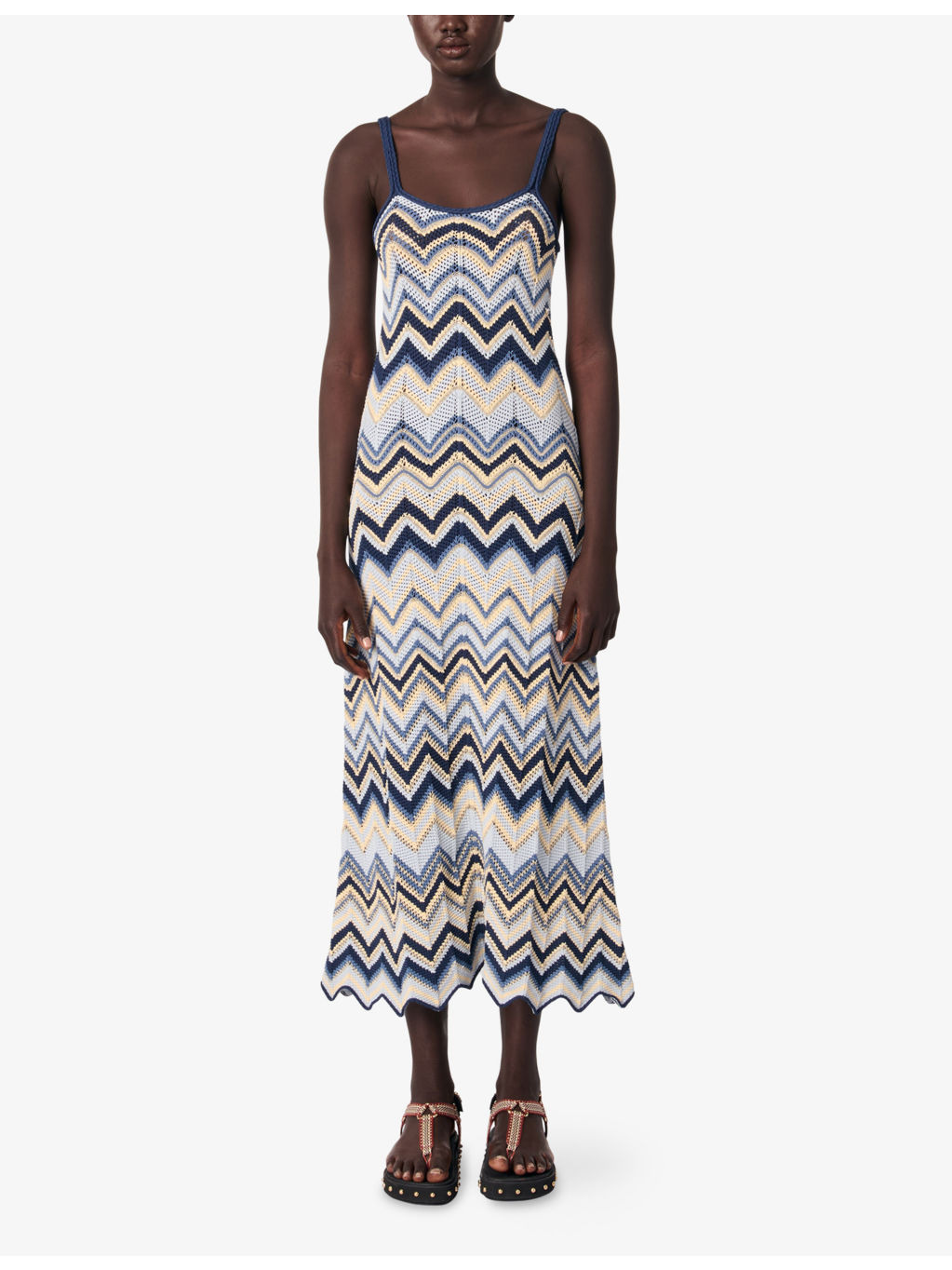 Zigzag-Pattern Crochet Knitted Maxi Dress - 2