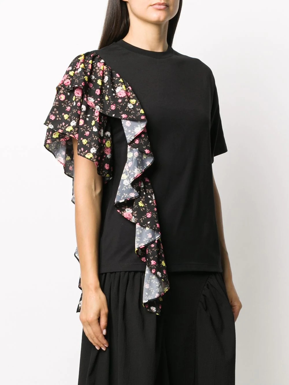 floral-print ruffled T-shirt - 3