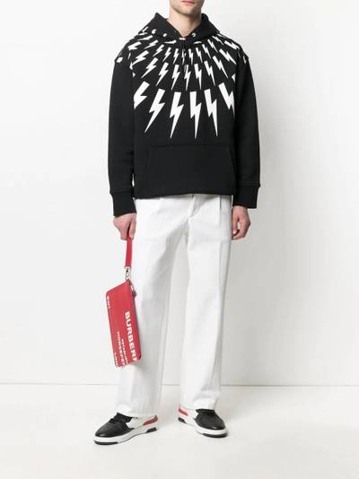 Neil Barrett Thunderbolt-print cotton hoodie outlook