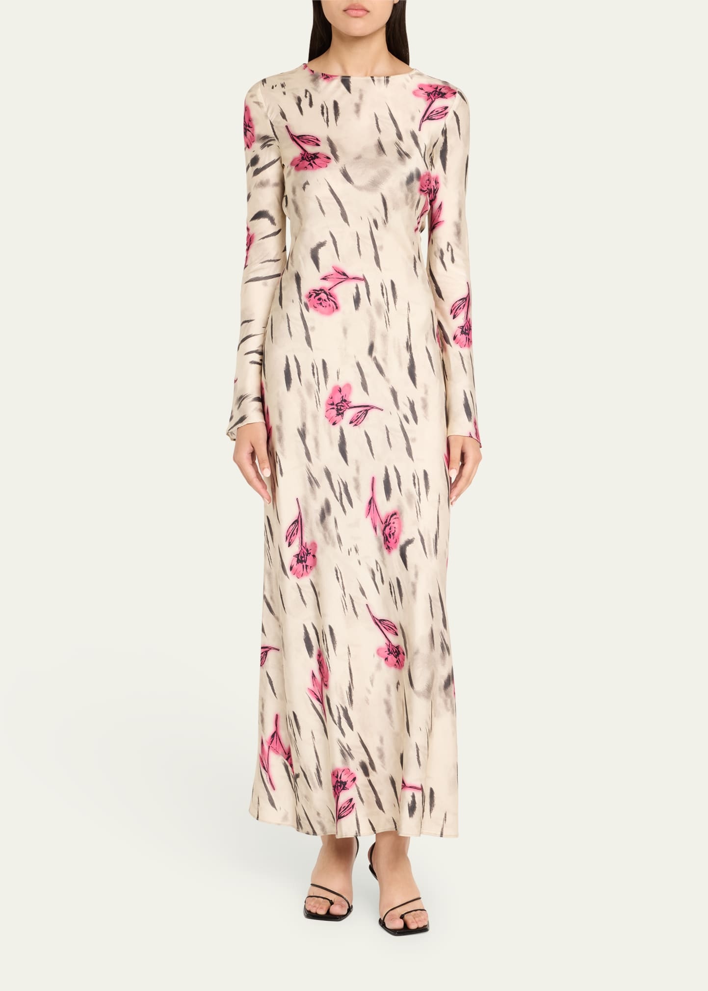 Open-Back Stretch Satin Maxi Dress - 2