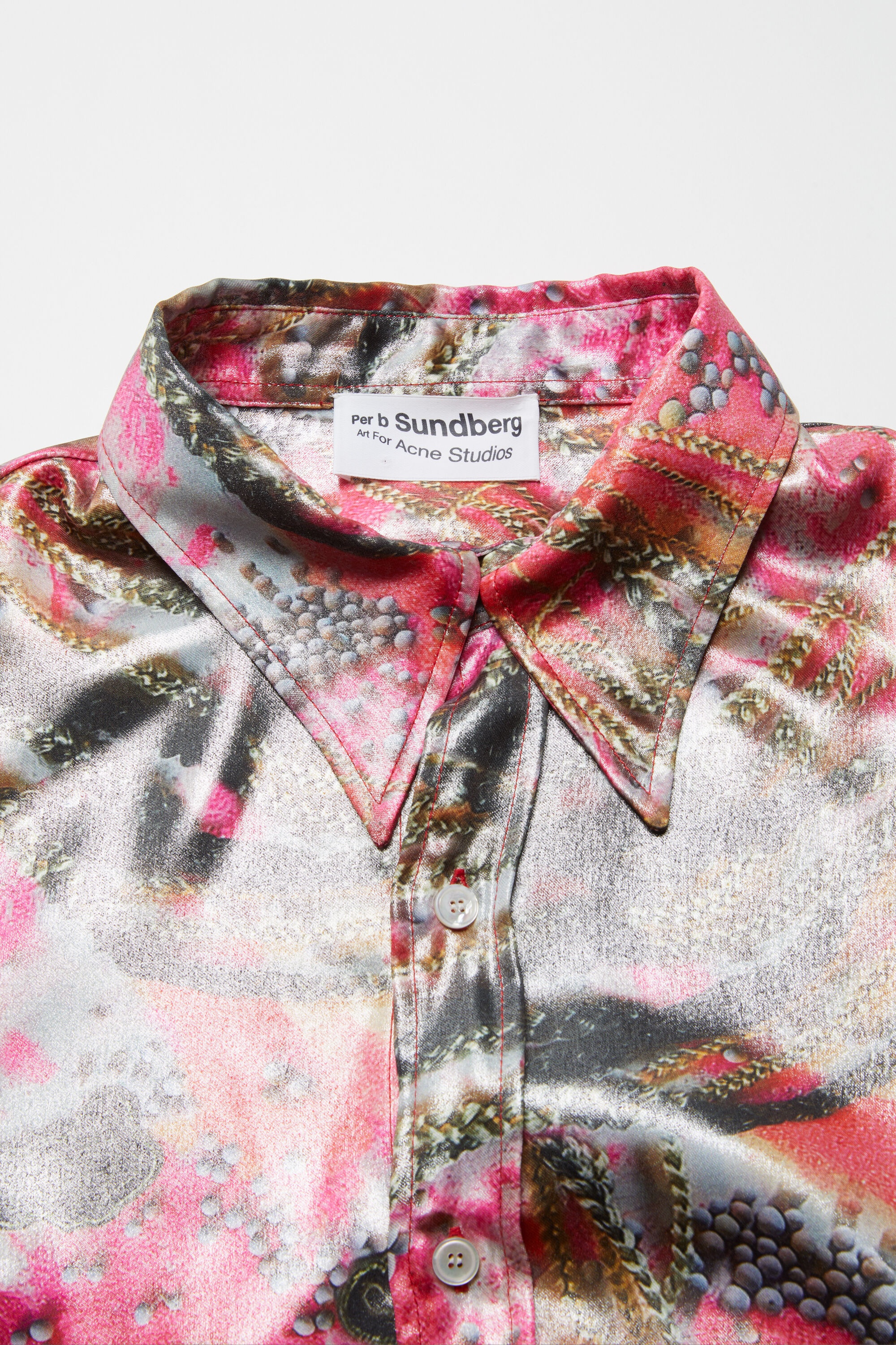 Button-up shirt foil print - Pink multicolor - 5