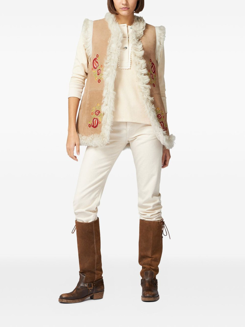 FORTELA Donna floral-embroidery shearling vest outlook