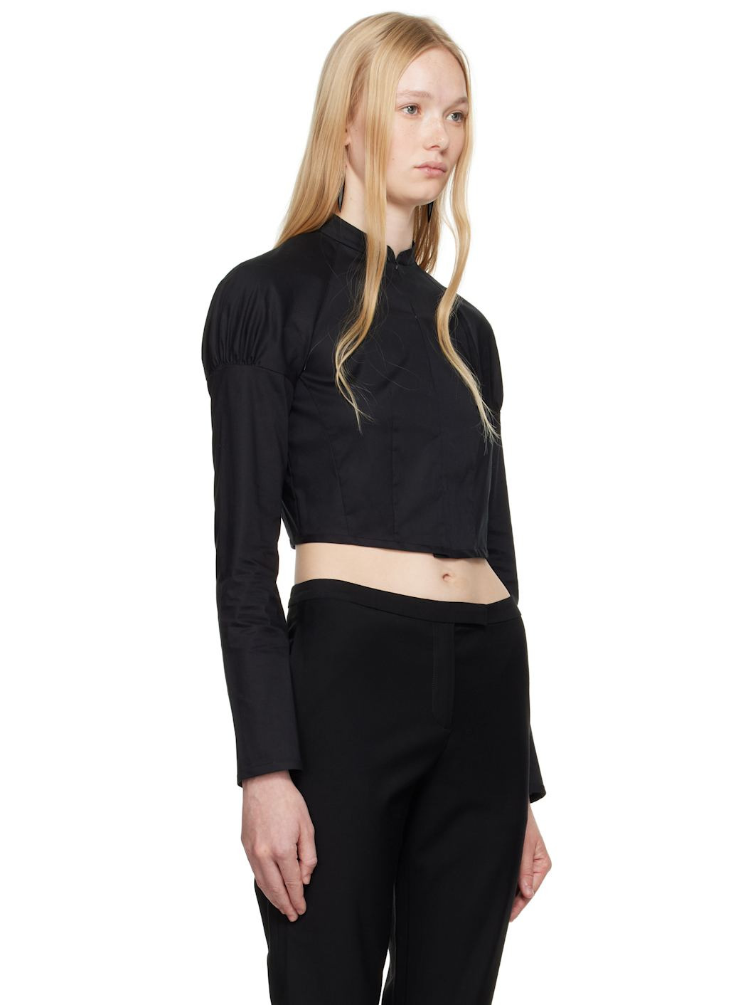 Black Cotton Bodice Shirt - 2