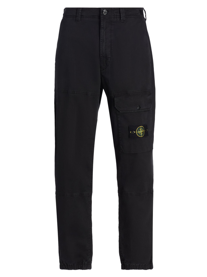 Men's Logo Stretch-Cotton Trousers - Black 1