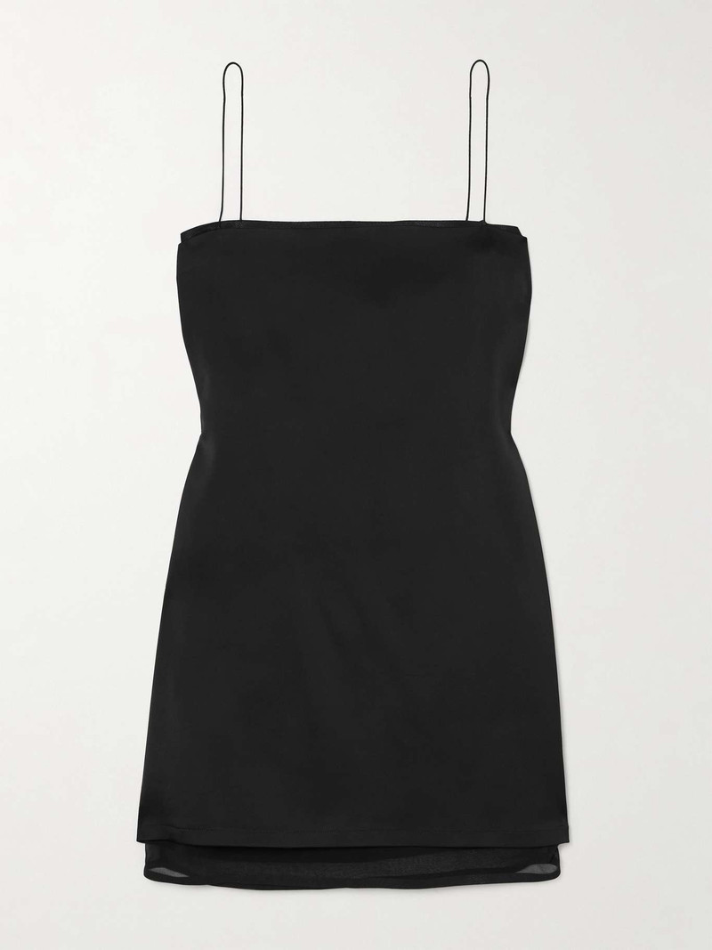 The Mia layered crepe de chine-trimmed satin mini dress - 1
