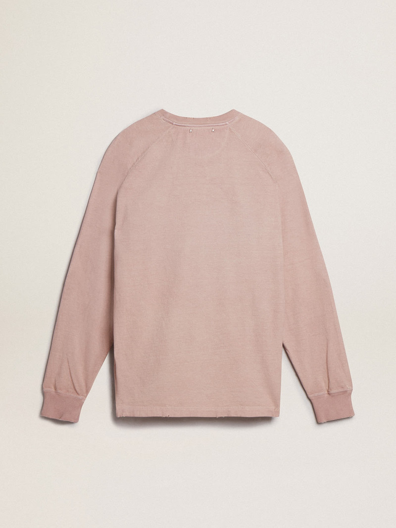 Powder-pink T-shirt with white lettering on the front 2