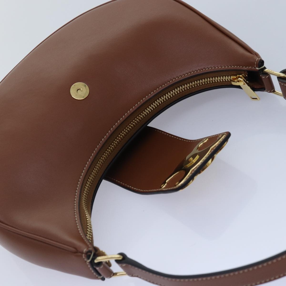 CELINE Triomphe Hand Bag Leather Brown Gold - 6