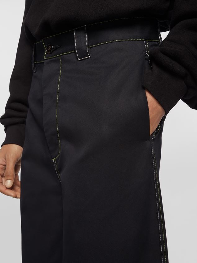 COTTON TWILL TROUSERS WITH DRAWSTRING BOTTOM - 5
