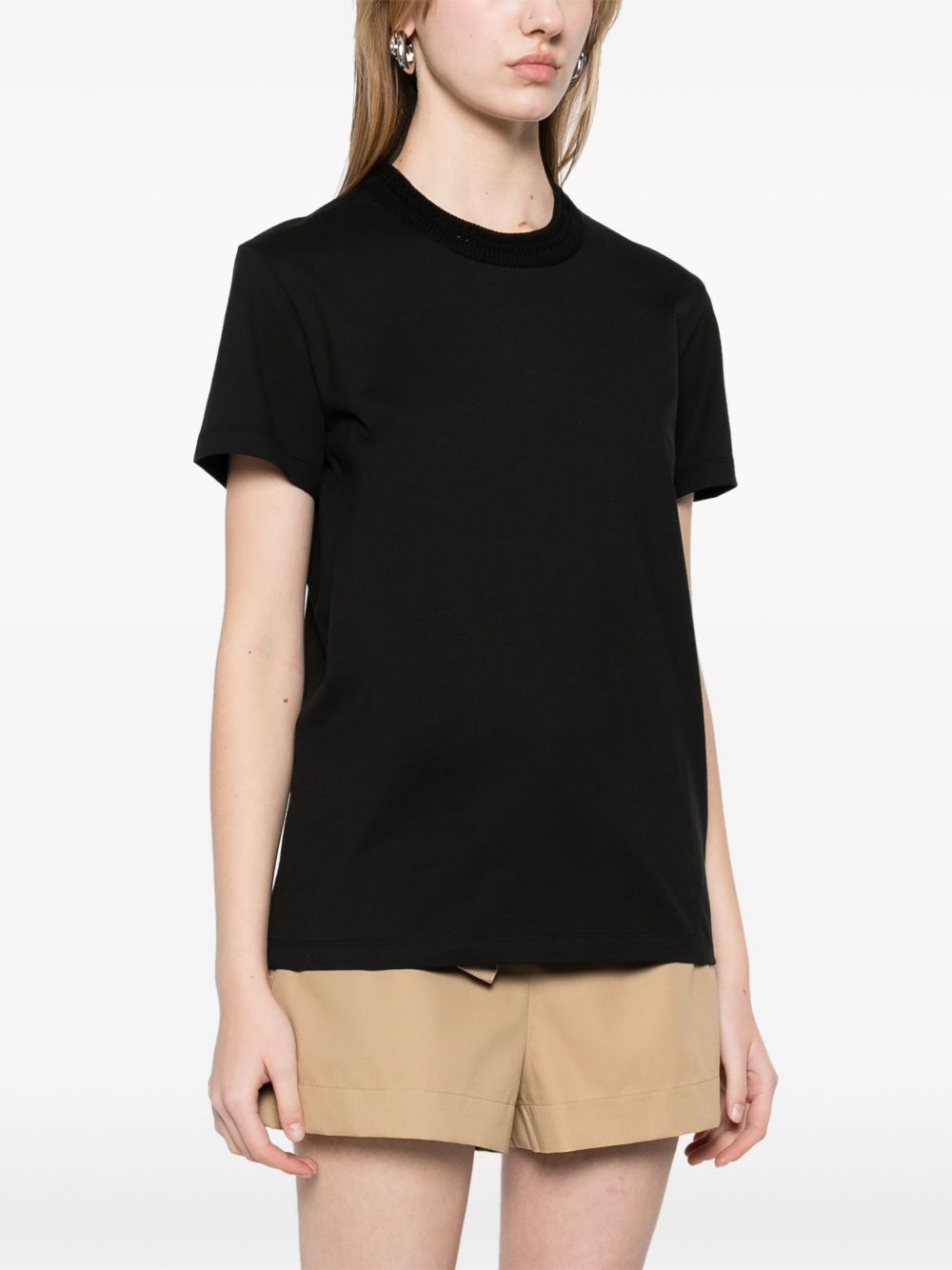 crochet-accent cotton T-shirt - 3
