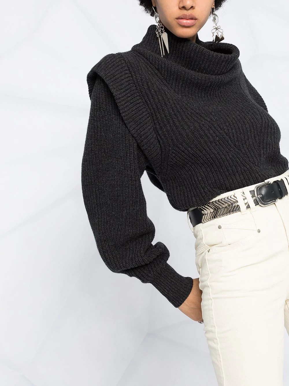 turtleneck ribbed knit jumper - 5