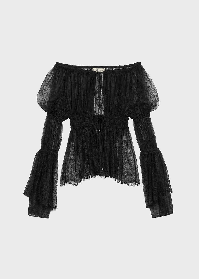 CHANTILLY LACE SHIRT WITH GATHERING 1