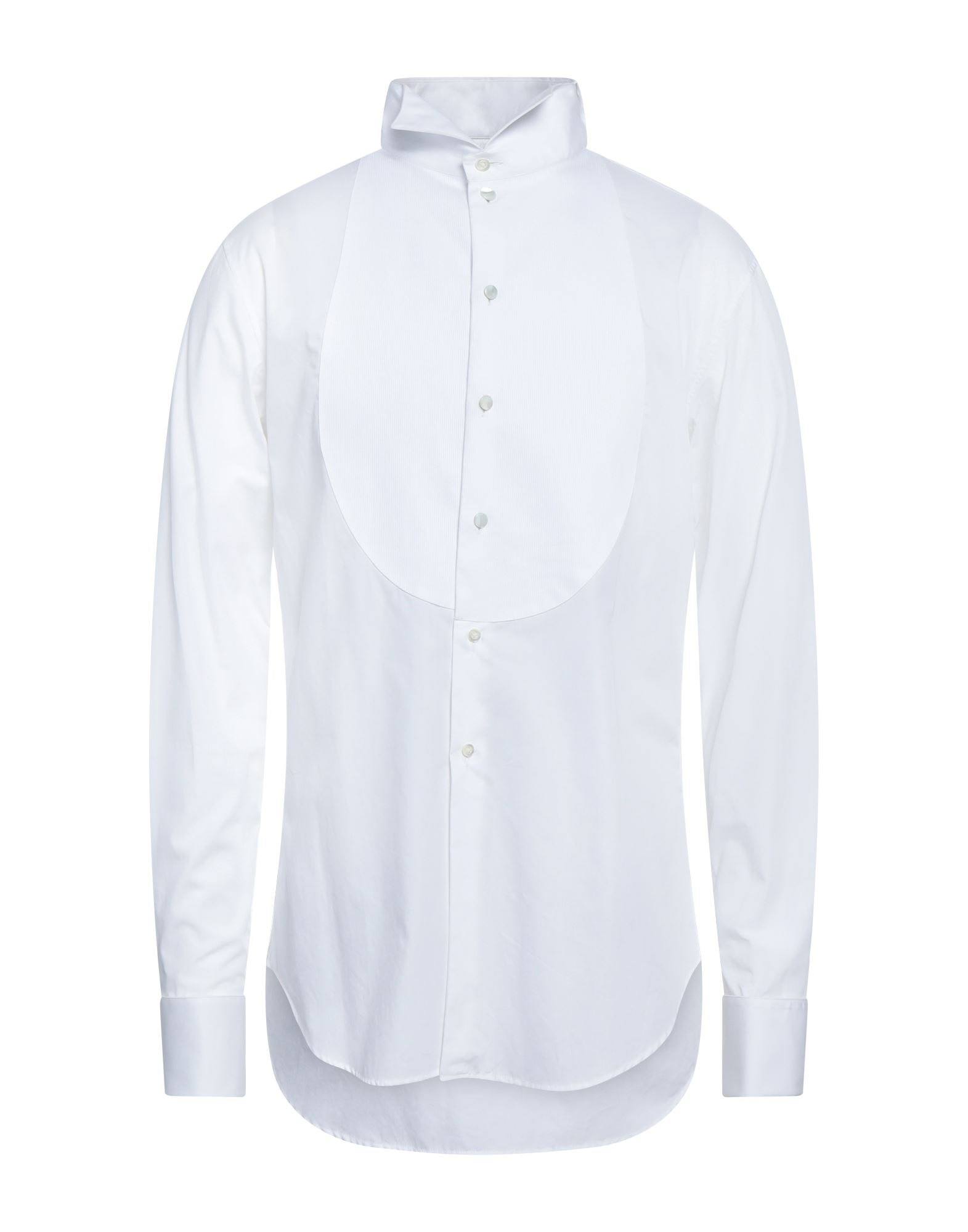 White Men's Solid Color Shirt - 1