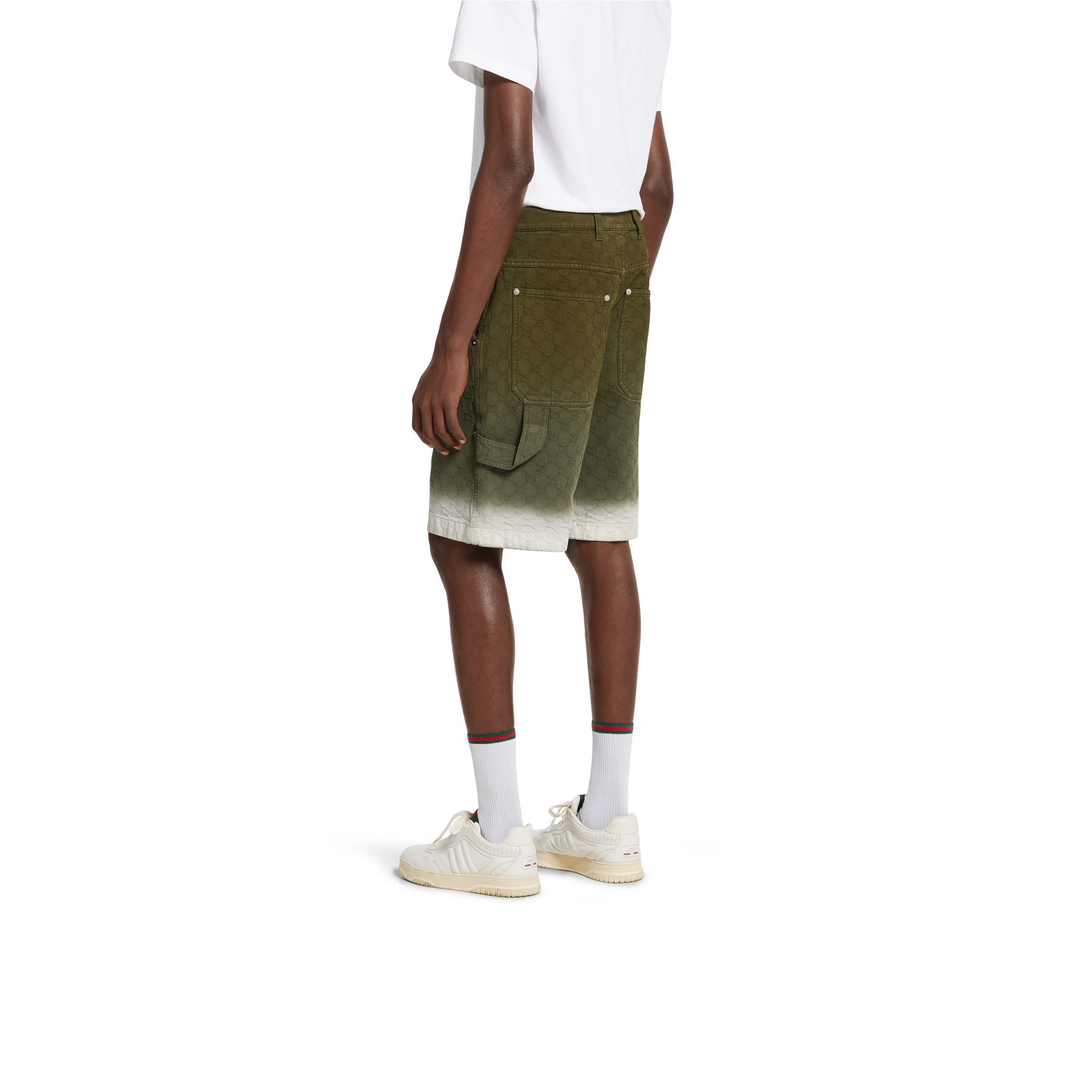 Bleached GG cotton denim jacquard shorts - 4