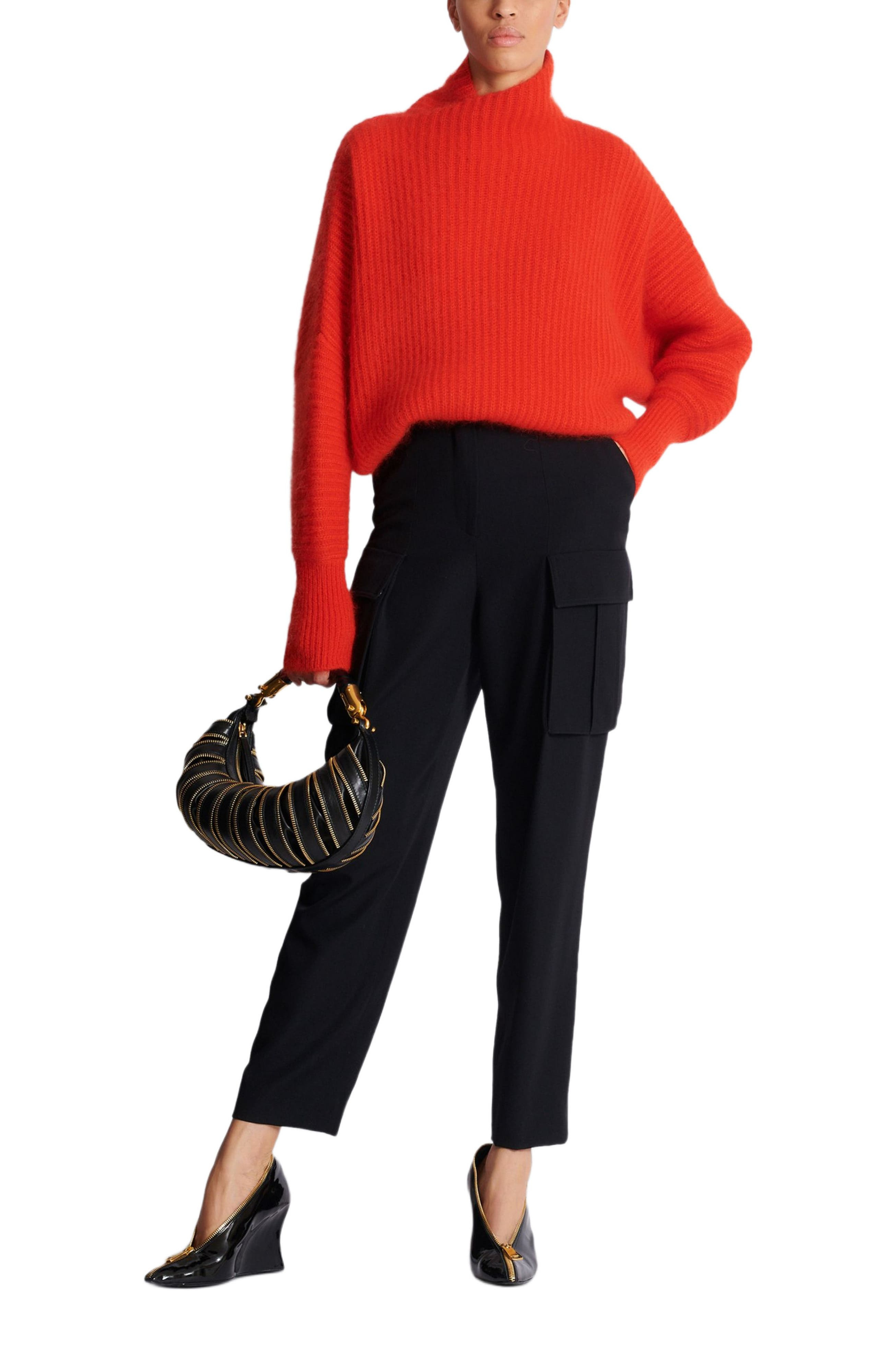 Balmain Mohair Knit Jumper With Collar Detail in Red at Nordstrom - 2