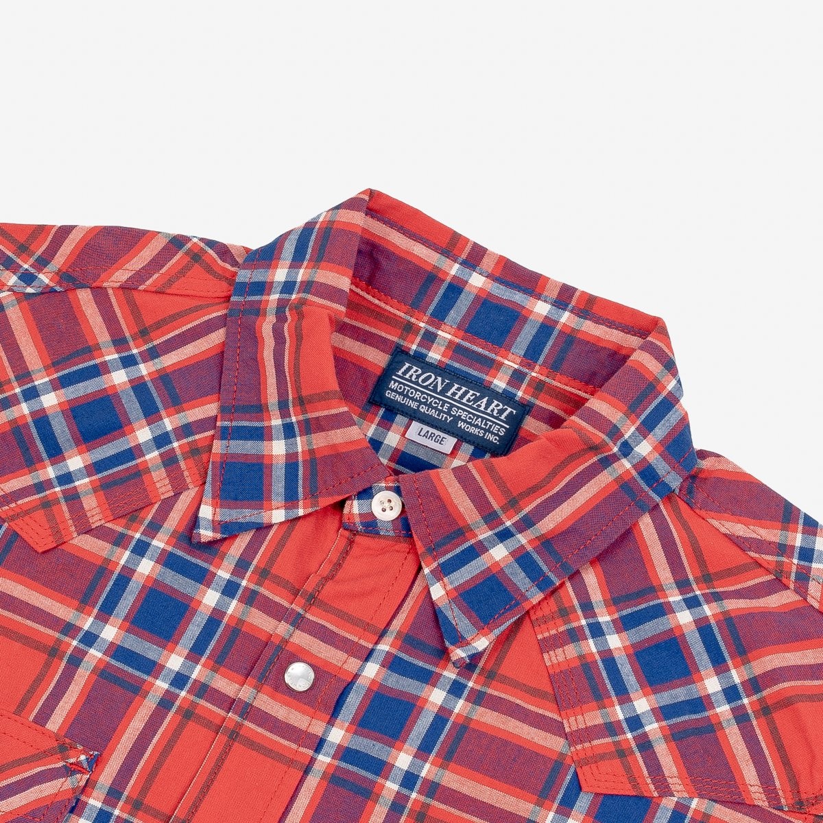 IHSH-355-RED 5oz Selvedge Madras Check Western Shirt - Red - 9