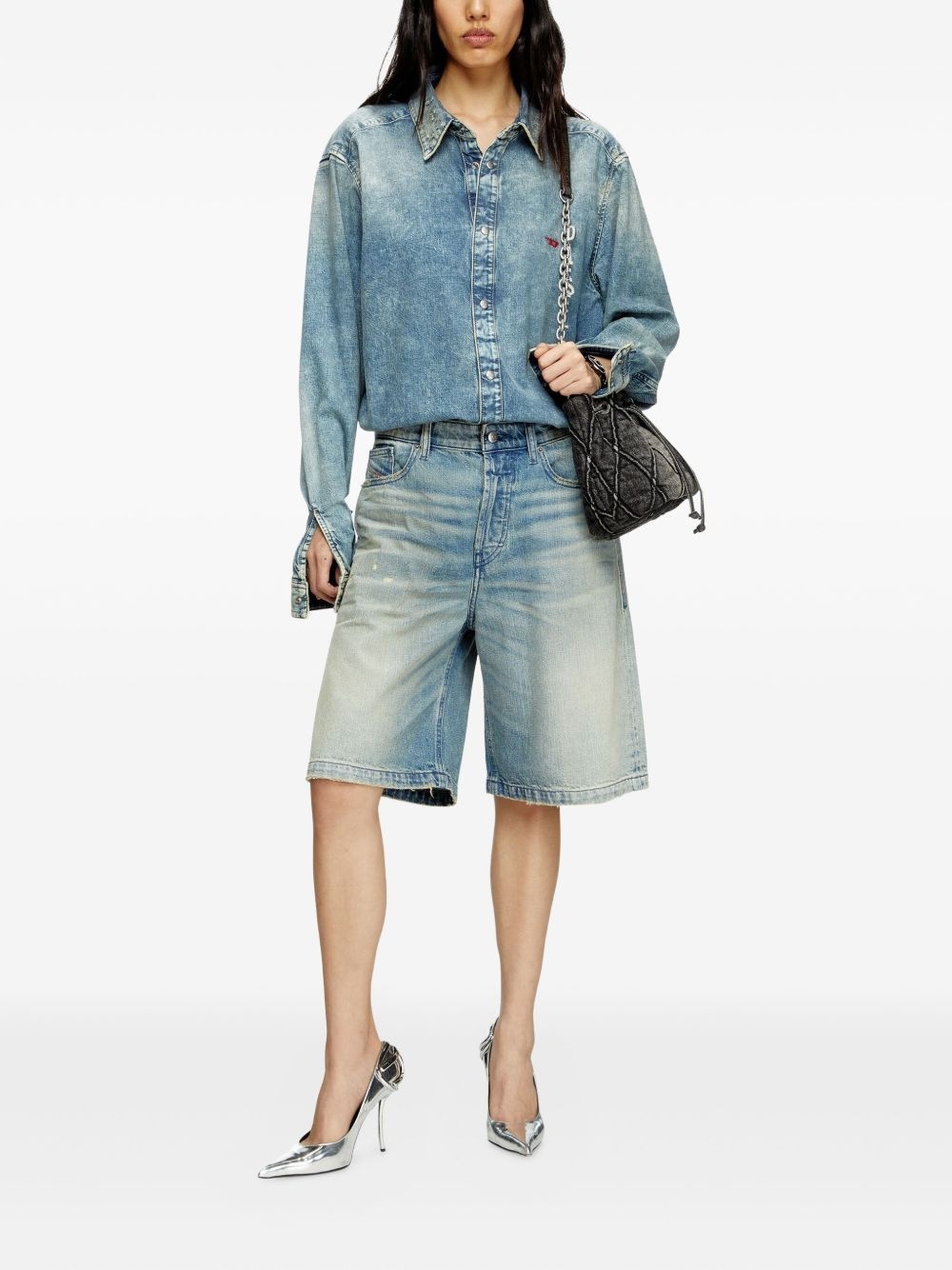 De-Sire light-wash denim shorts - 2