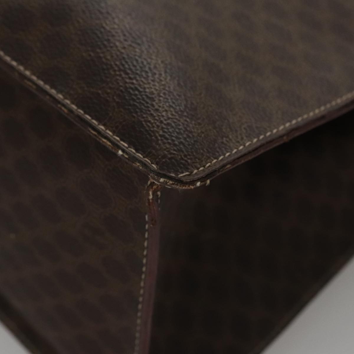 CELINE Macadam Canvas Hand Bag Pvc Leather Brown Gold - 16