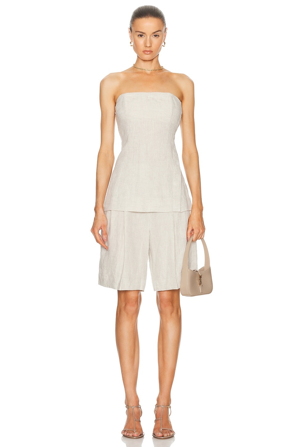 Linen Strapless Tunic Top - 4